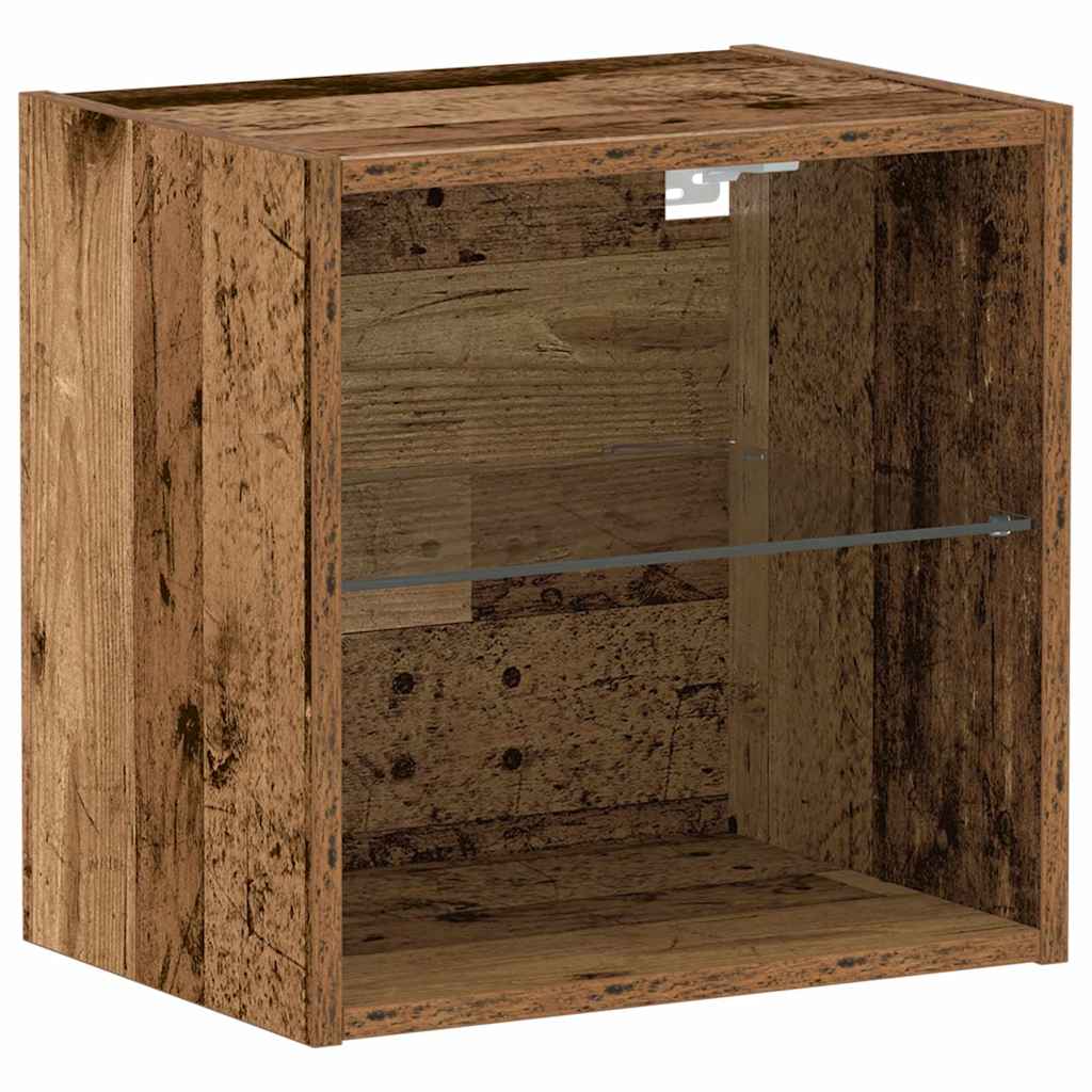 Flydende Hylde Med Led Lys 2 Stk. Brun 40 X 28,5 X 40 Cm