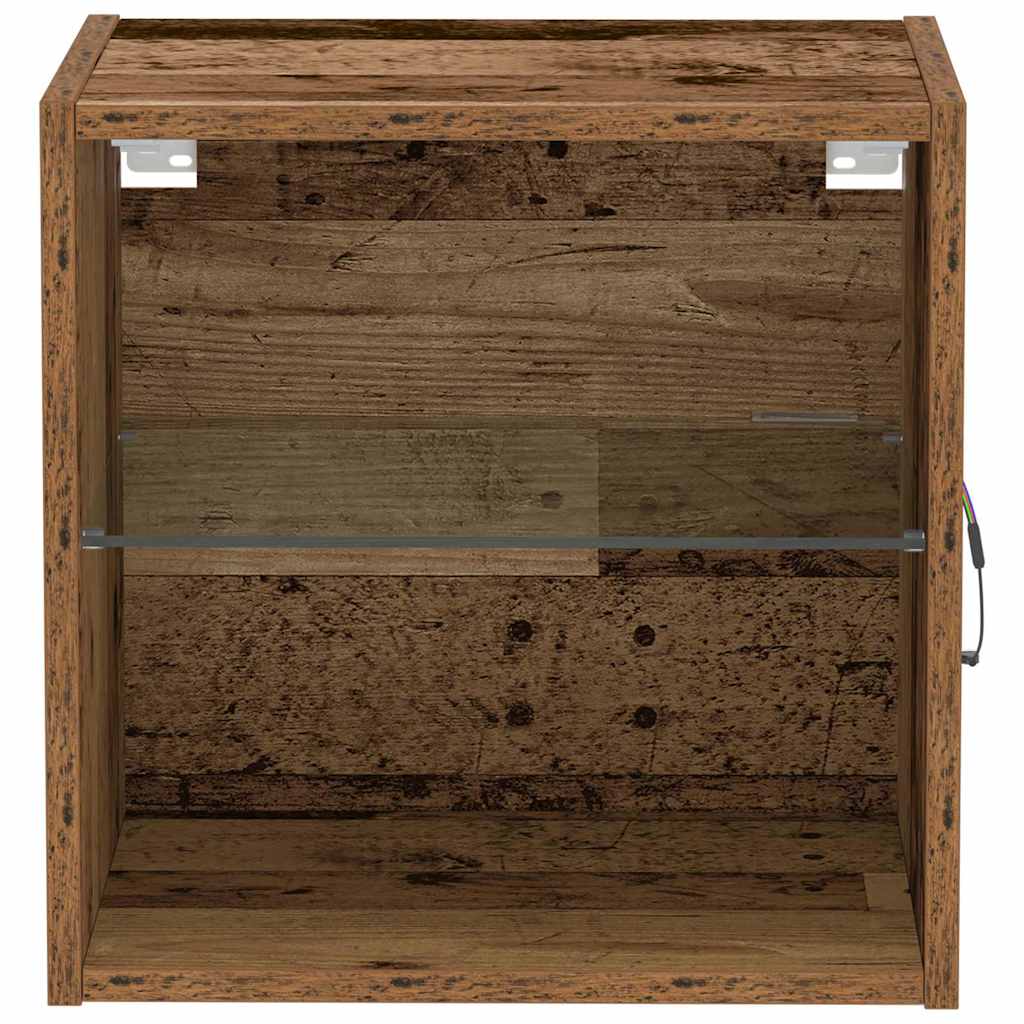 Flydende Hylde Med Led Lys 2 Stk. Brun 40 X 28,5 X 40 Cm