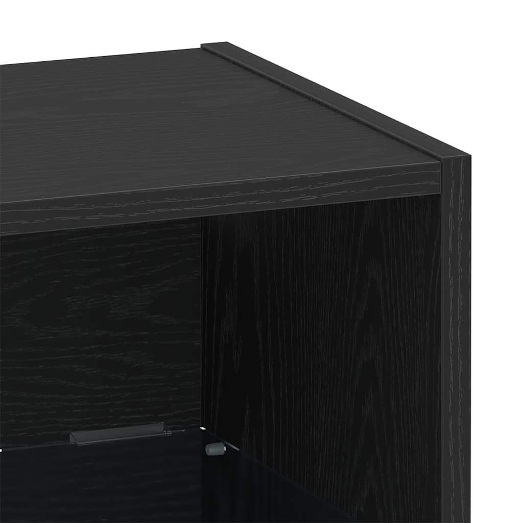 Flydende Hylde Med Led Lys 2 Stk. Sort 40 X 28,5 X 40 Cm