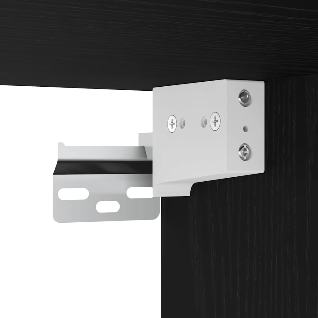 Flydende Hylde Med Led Lys 2 Stk. Sort 40 X 28,5 X 40 Cm