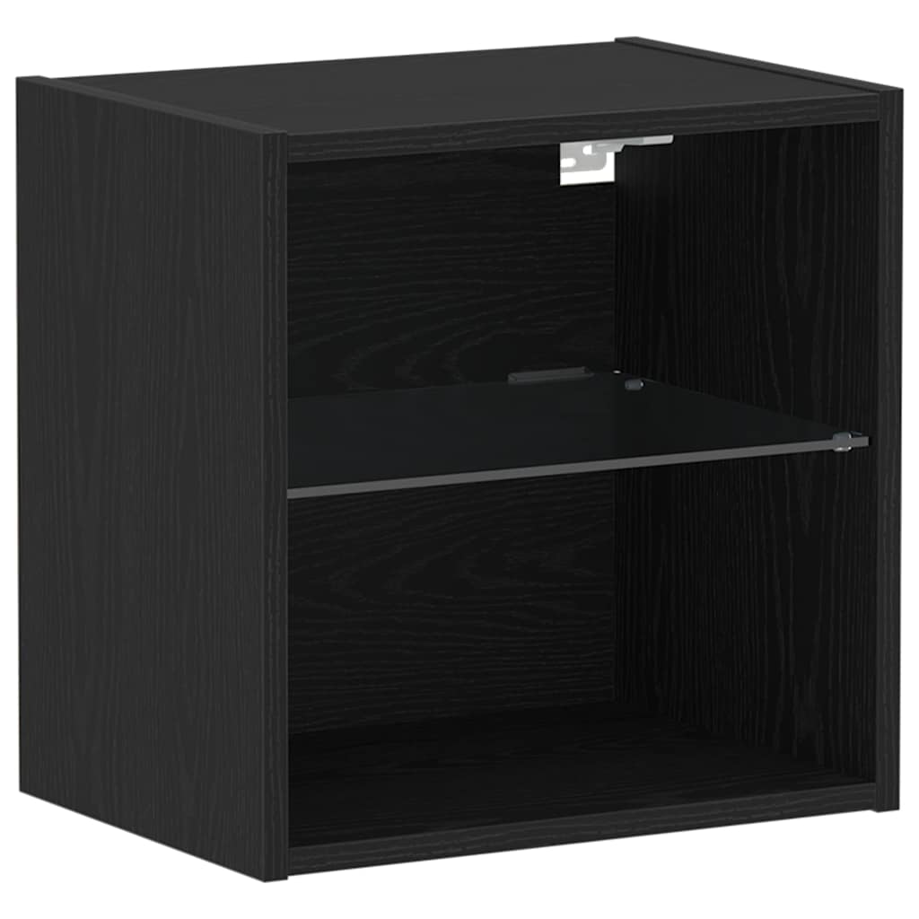 Flydende Hylde Med Led Lys 2 Stk. Sort 40 X 28,5 X 40 Cm