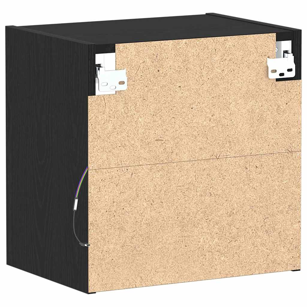 Flydende Hylde Med Led Lys 2 Stk. Sort 40 X 28,5 X 40 Cm
