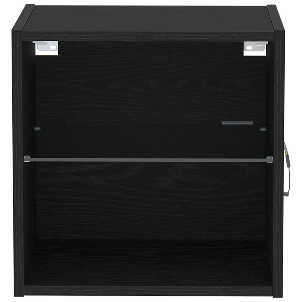 Flydende Hylde Med Led Lys 2 Stk. Sort 40 X 28,5 X 40 Cm