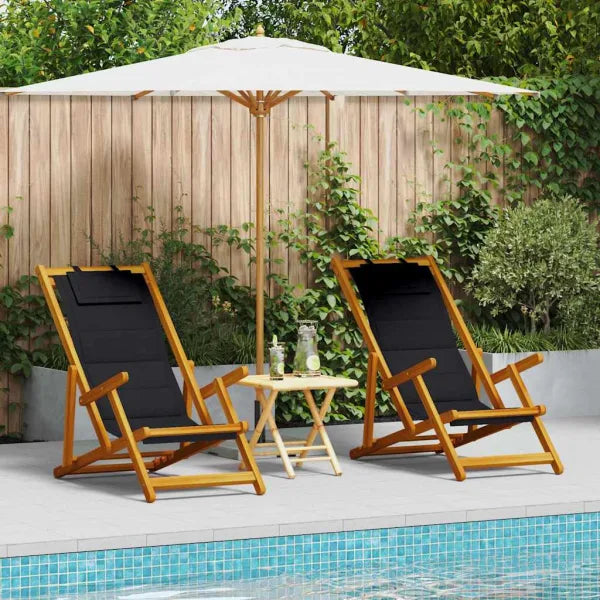 vidaXL Strandstol med pude 2 pcs brun massivt akacietræ