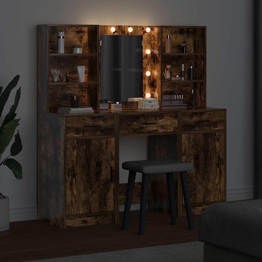 Makeupbord Sæt Med Led 3 Stk. Konstrueret Træ