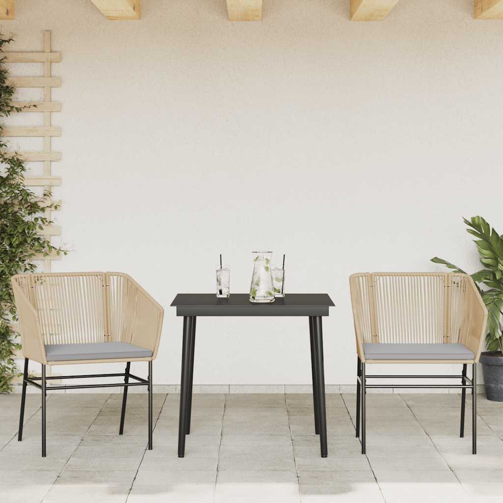 3 Dele Spisebordssæt Til Haven M. Hynder Polyrattan Glas