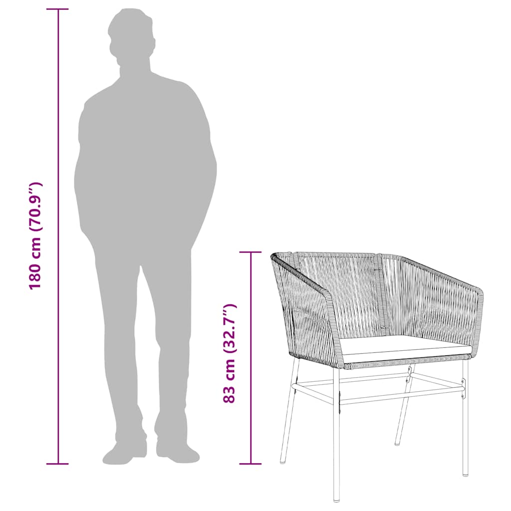 3 Dele Spisebordssæt Til Haven M. Hynder Polyrattan Glas