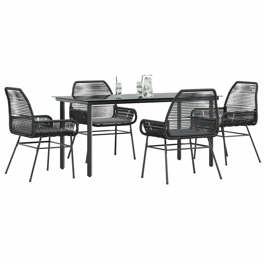 7 Dele Spisebordssæt Til Haven Med Hynder Polyrattan Glas