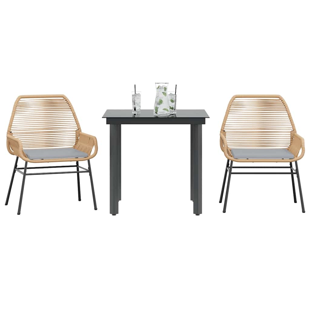 7 Dele Spisebordssæt Til Haven Med Hynder Polyrattan Glas