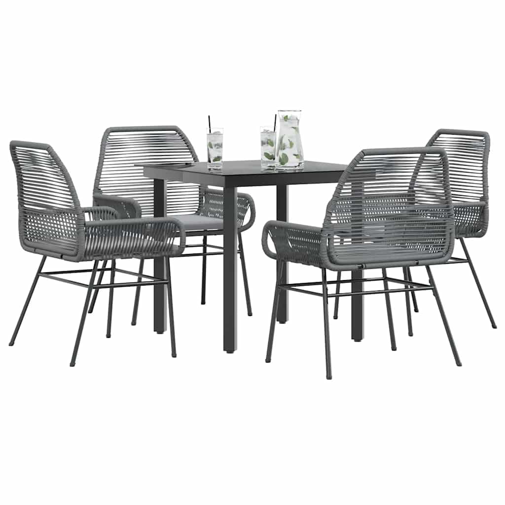 7 Dele Spisebordssæt Til Haven Med Hynder Polyrattan Glas