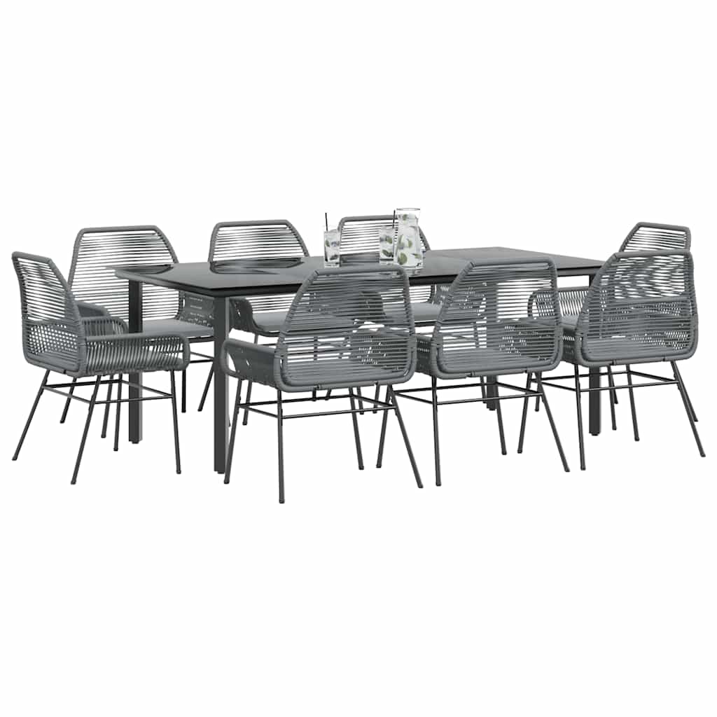 7 Dele Spisebordssæt Til Haven Med Hynder Polyrattan Glas