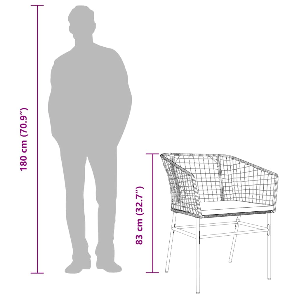 7 Dele Spisebordssæt Til Haven M. Hynder Polyrattan Glas Brun