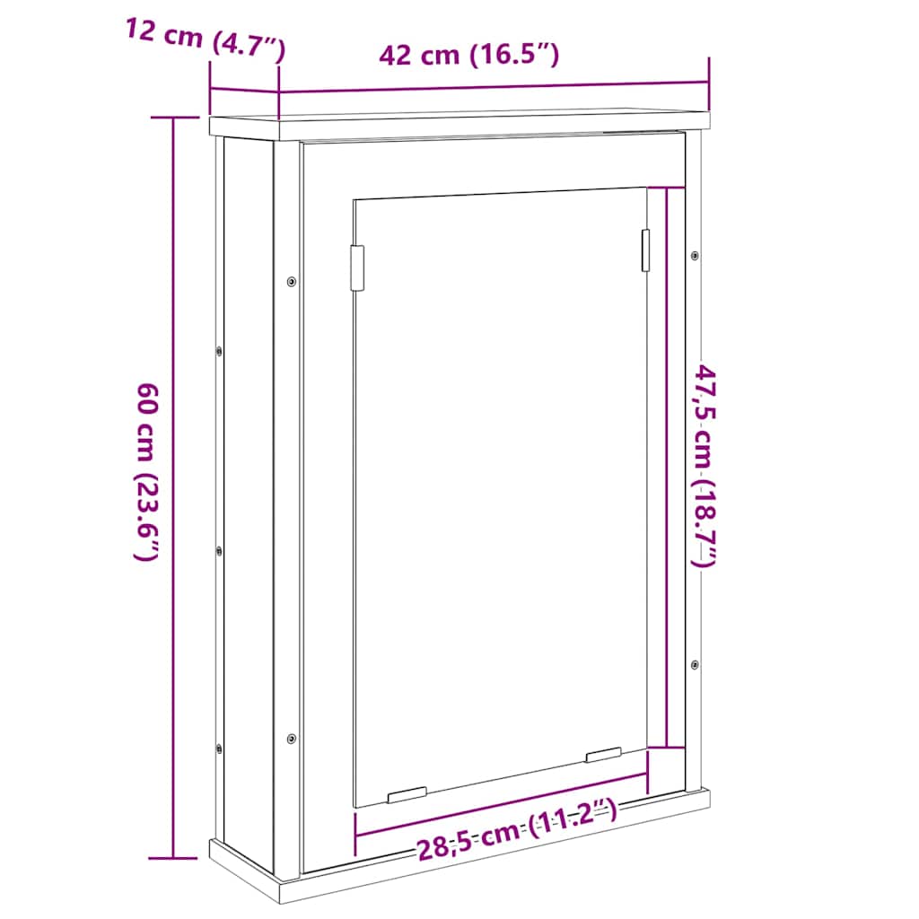 Spejlskab Sonoma Eg 42 X 12 X 60 Cm Konstrueret Træ