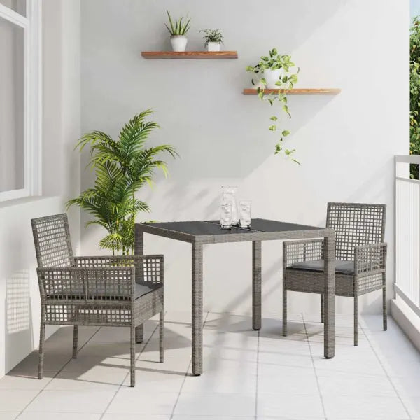vidaXL Have spisebordssæt 3 pcs grå polyrattan