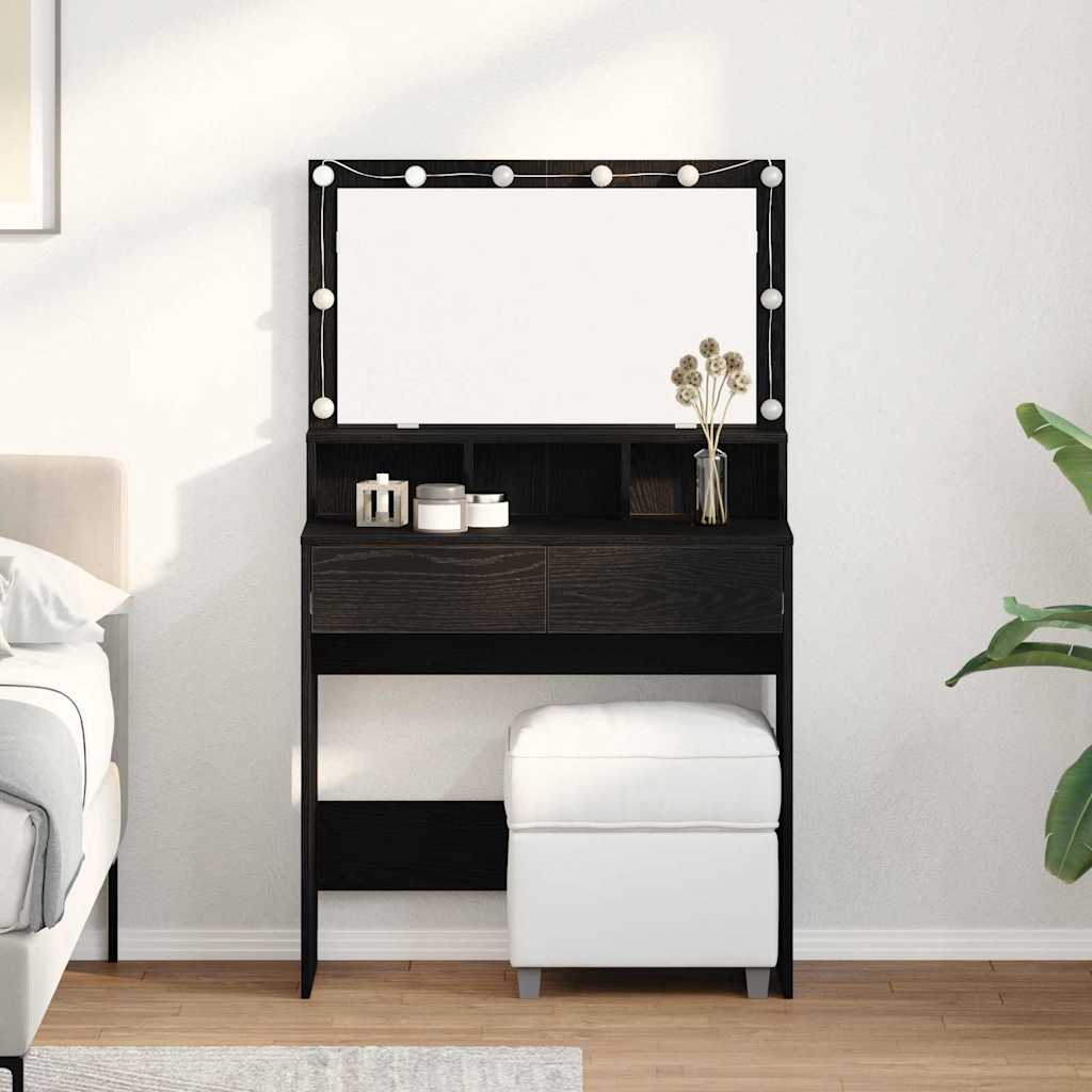 Makeupbord Med Led-Lys 80X41X134,5 Cm Brun