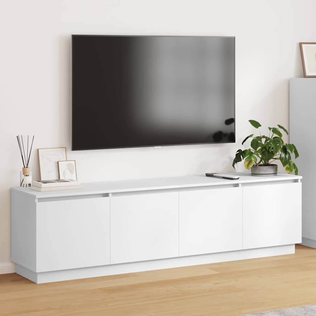 Tv-Skab Med Led Hvid 180 X 38 X 49 Cm Konstrueret Træ