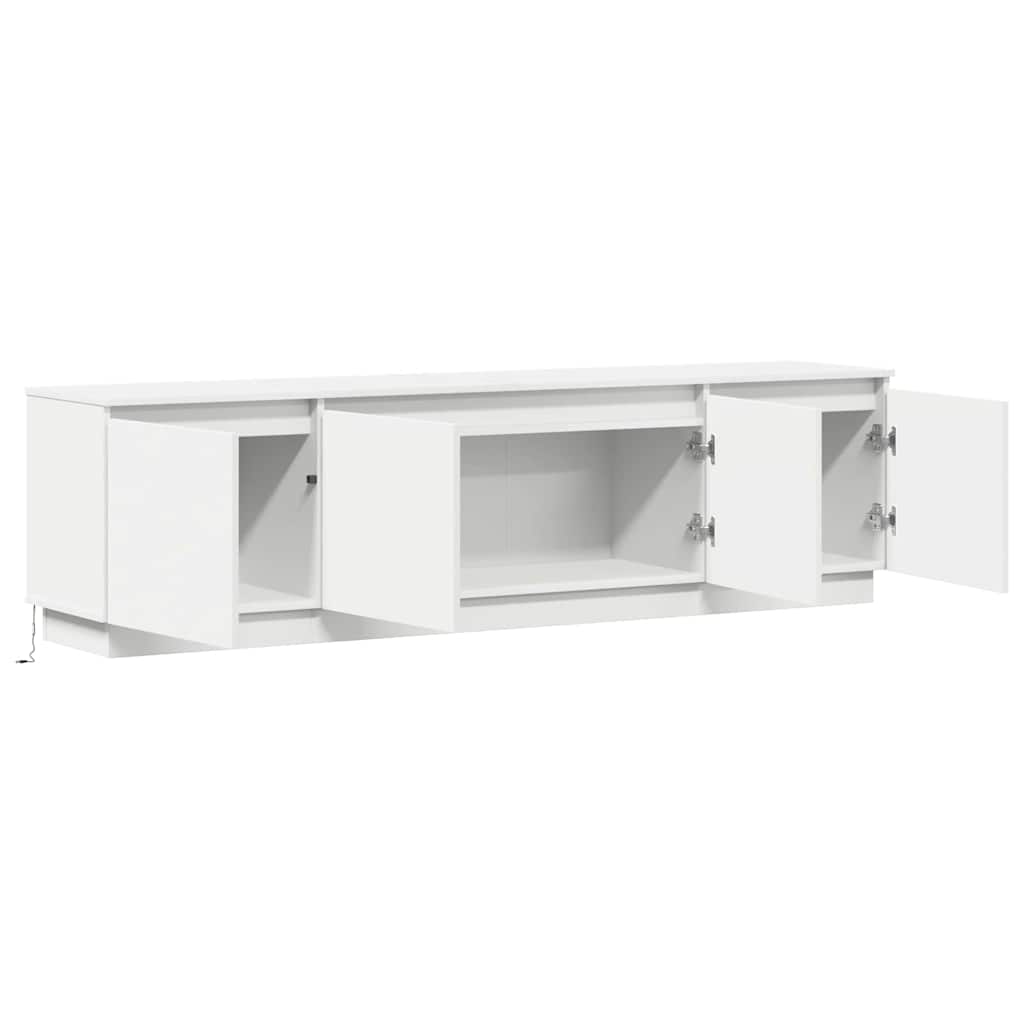 Tv-Skab Med Led Hvid 180 X 38 X 49 Cm Konstrueret Træ