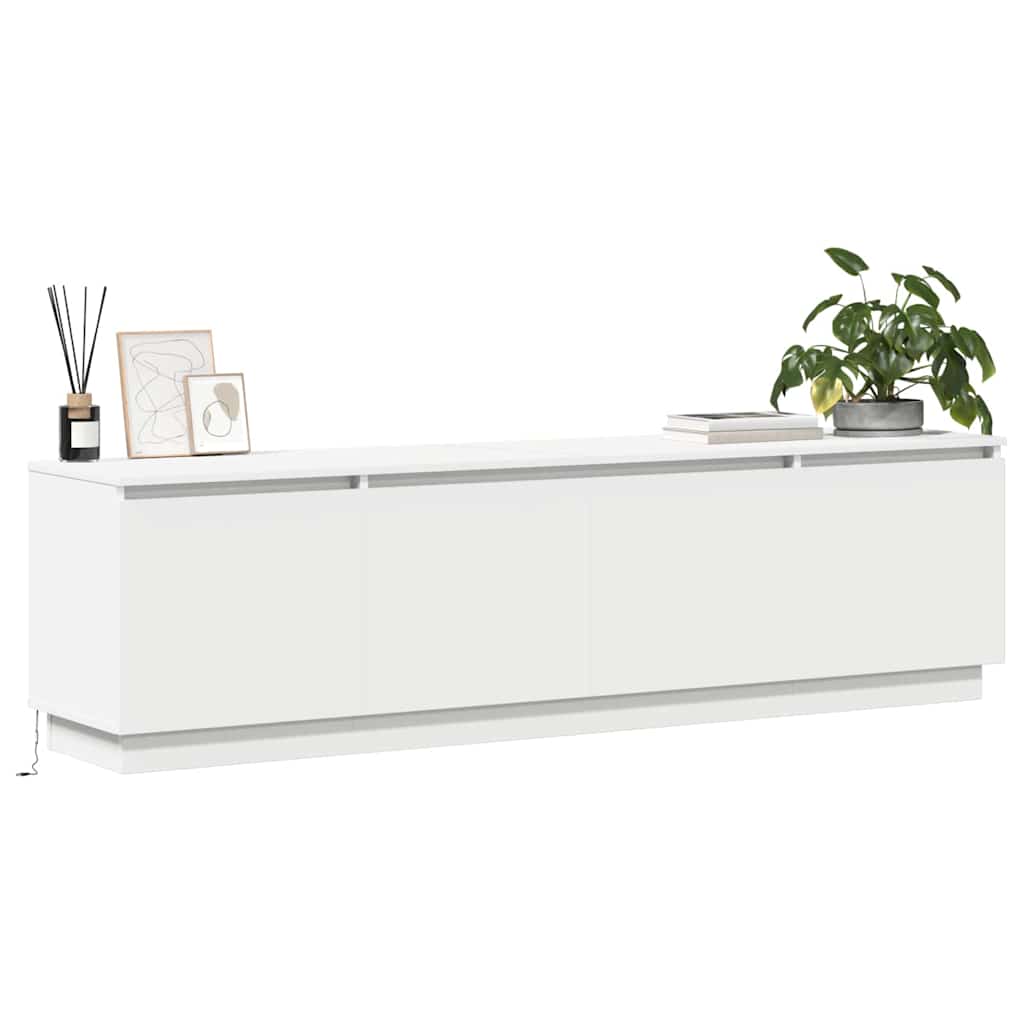 Tv-Skab Med Led Hvid 180 X 38 X 49 Cm Konstrueret Træ