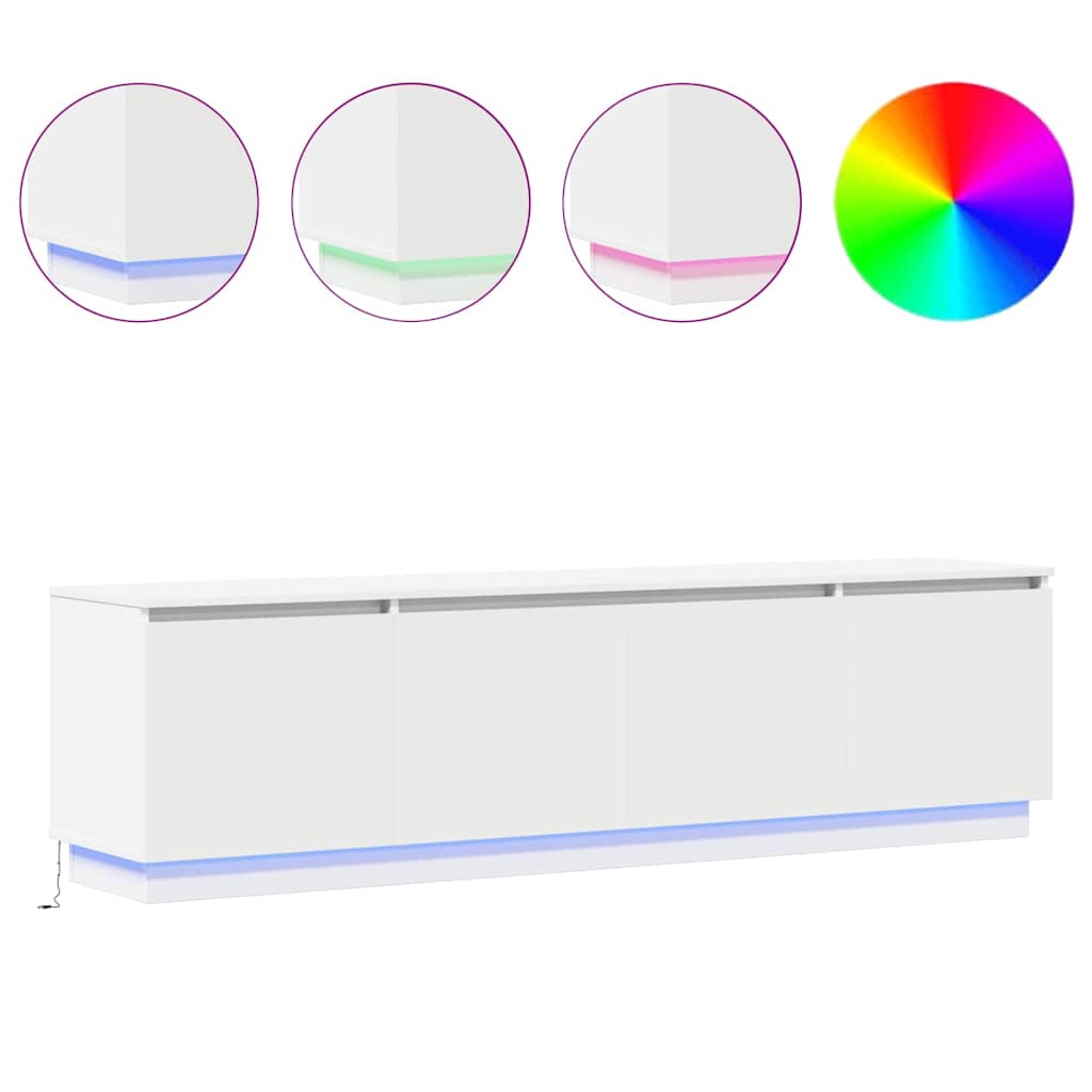 Tv-Skab Med Led Hvid 180 X 38 X 49 Cm Konstrueret Træ