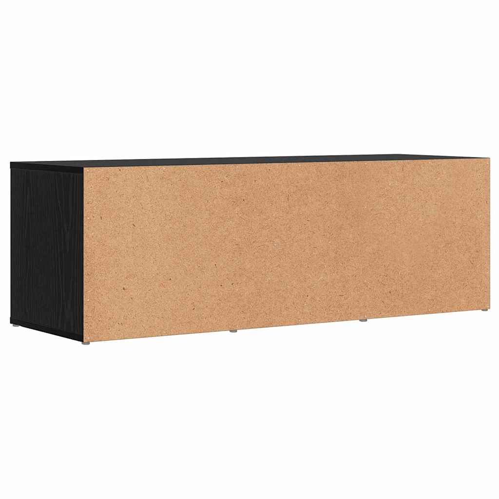Sko Bænk Med Hylde Sort Eg 102 X 35 X 35 Cm Konstrueret Træ