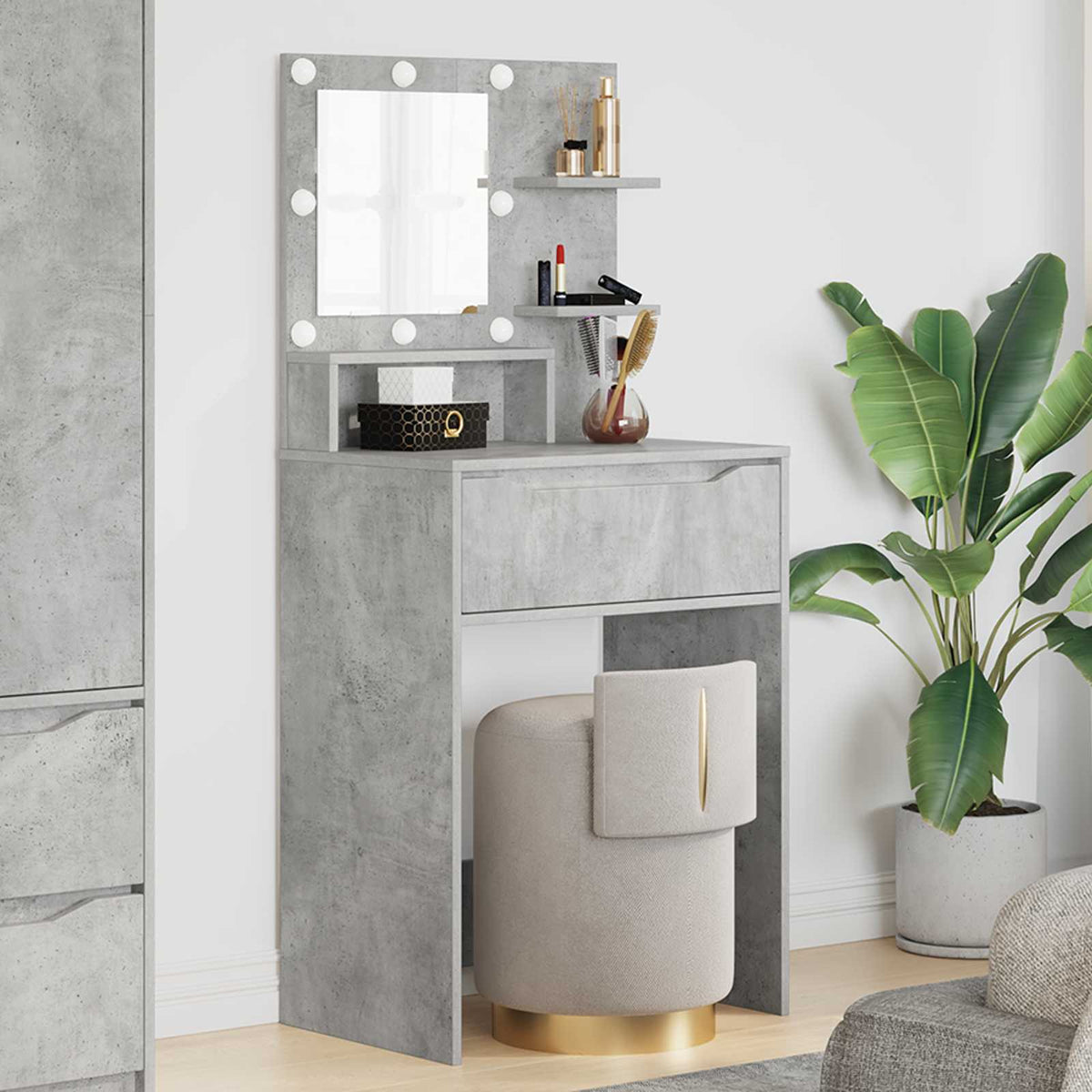Soveværelsessminkeborde Høj Gloss Hvid 80 X 39,6 X 135 Cm