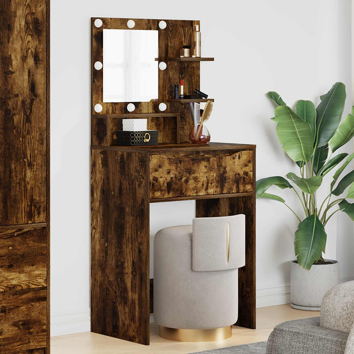 Soveværelsessminkeborde Høj Gloss Hvid 80 X 39,6 X 135 Cm