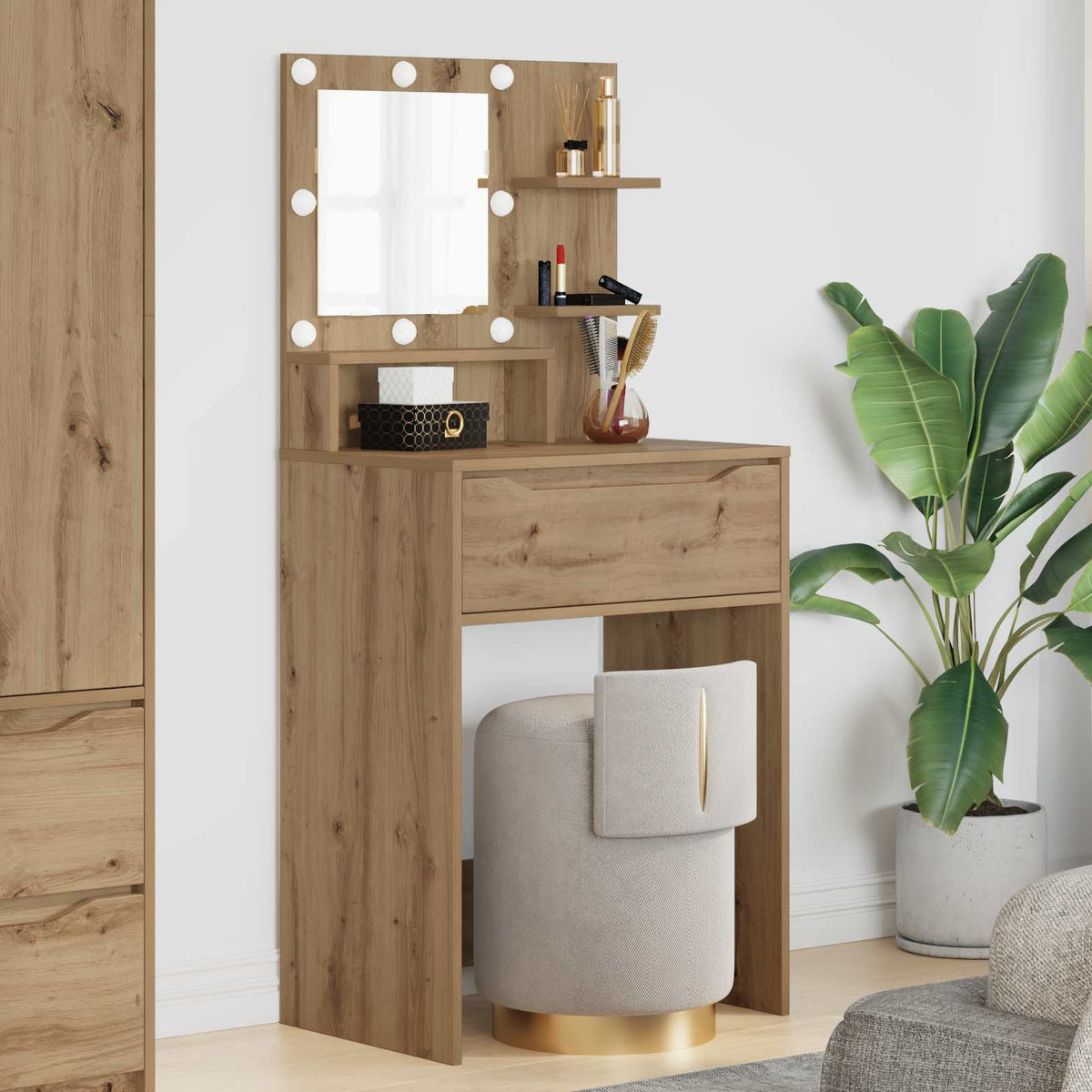 Soveværelsessminkeborde Høj Gloss Hvid 80 X 39,6 X 135 Cm