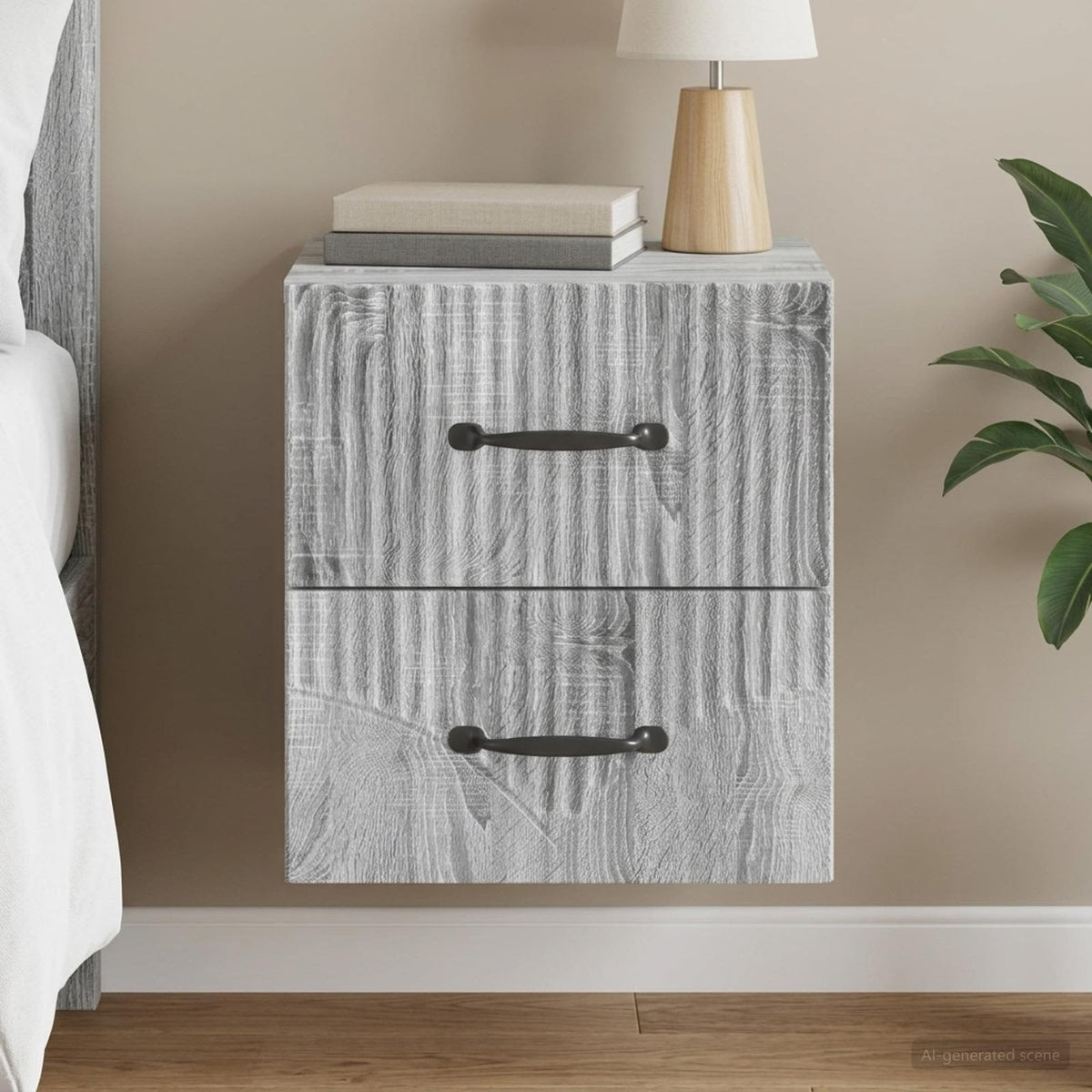 Væghængt Natbord 34,5 X 33 X 40 Cm Konstrueret Træ