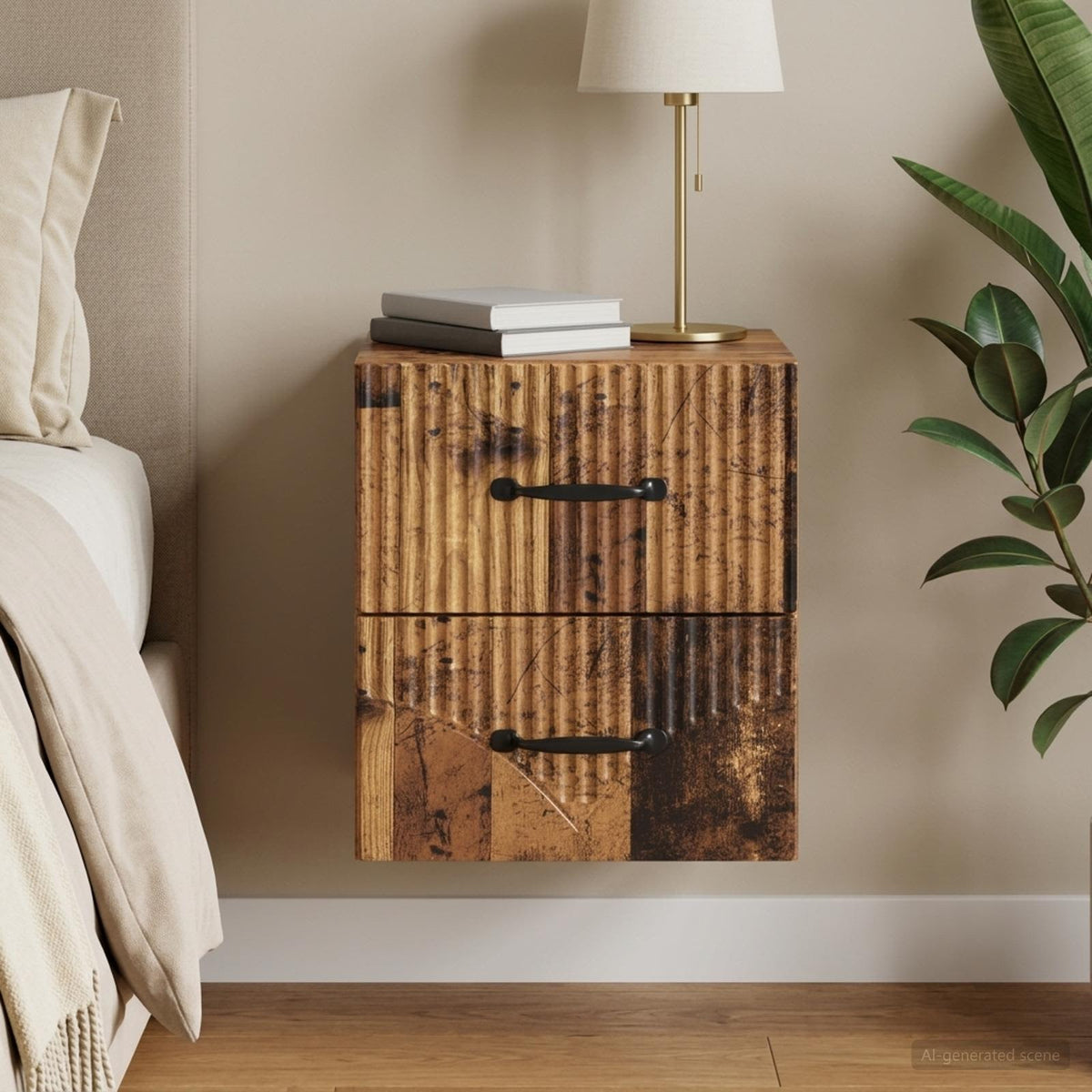Væghængt Natbord 34,5 X 33 X 40 Cm Konstrueret Træ