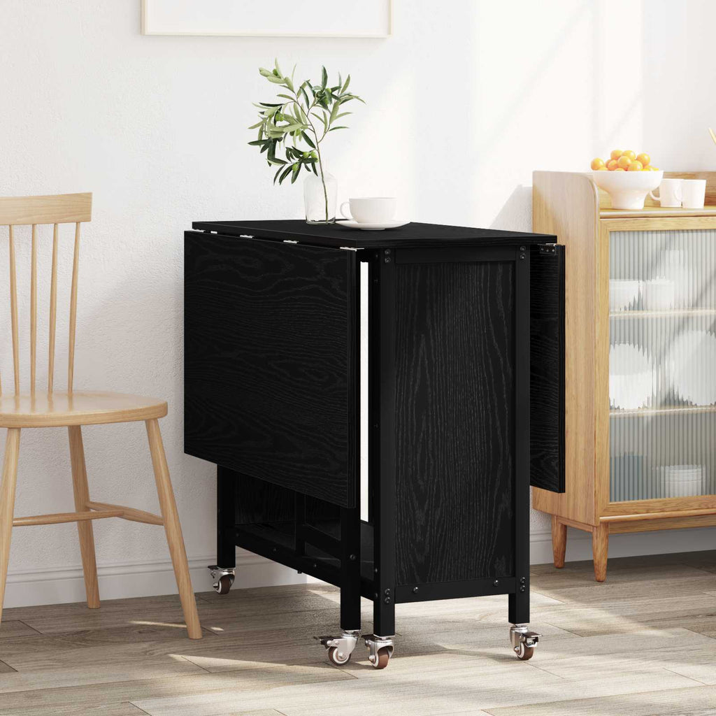 Foldbart Spisebord Med Hjul 130 X 80 X 76,5 Cm Konstrueret Træ