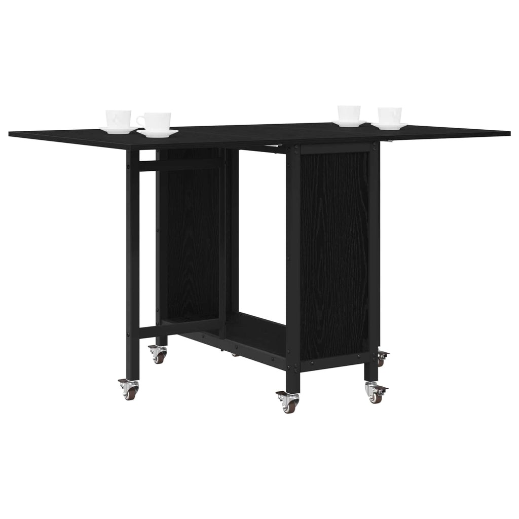 Foldbart Spisebord Med Hjul 130 X 80 X 76,5 Cm Konstrueret Træ