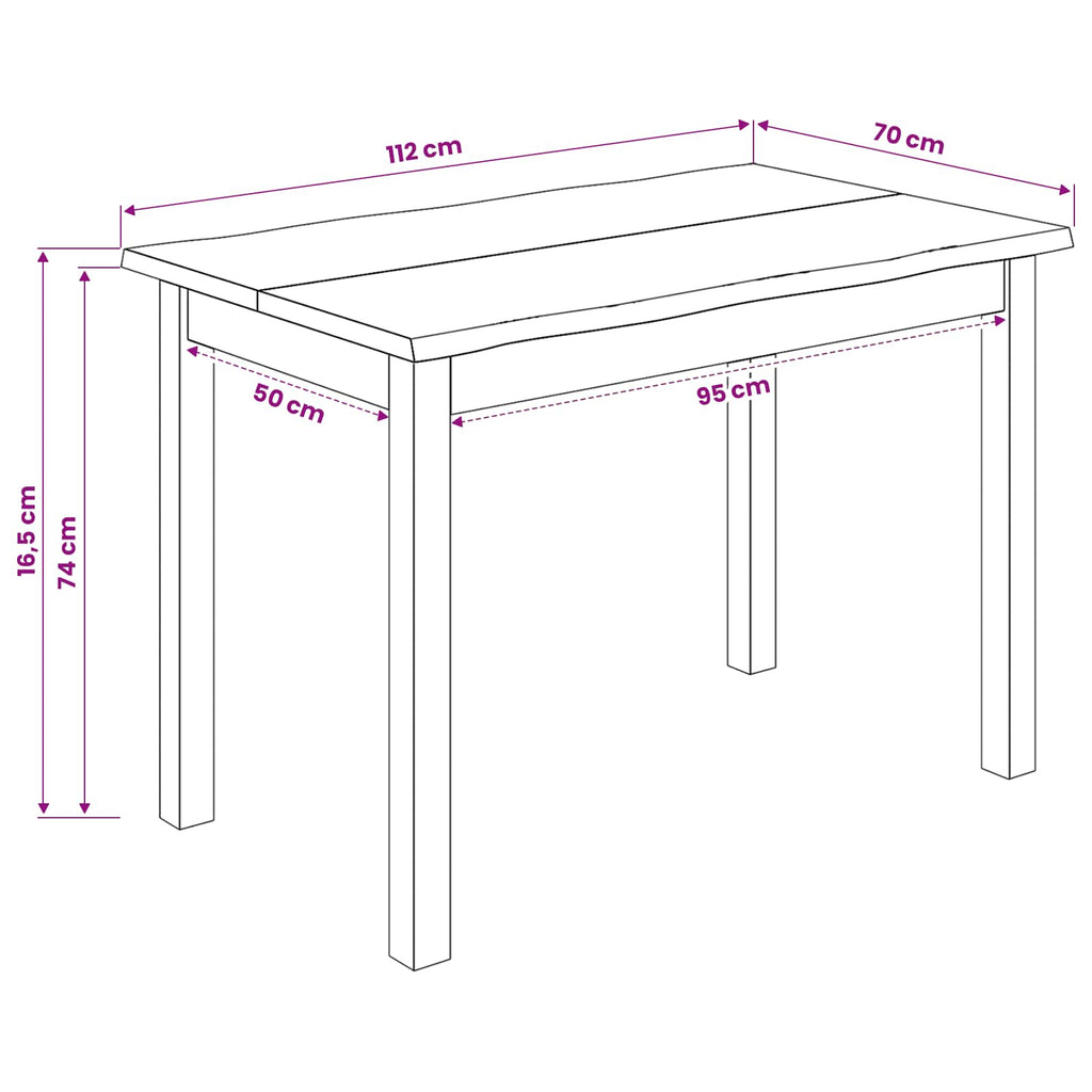 Spisebord Ekai 112 X 70 X 76,5 Cm Massivt Fyrretræ