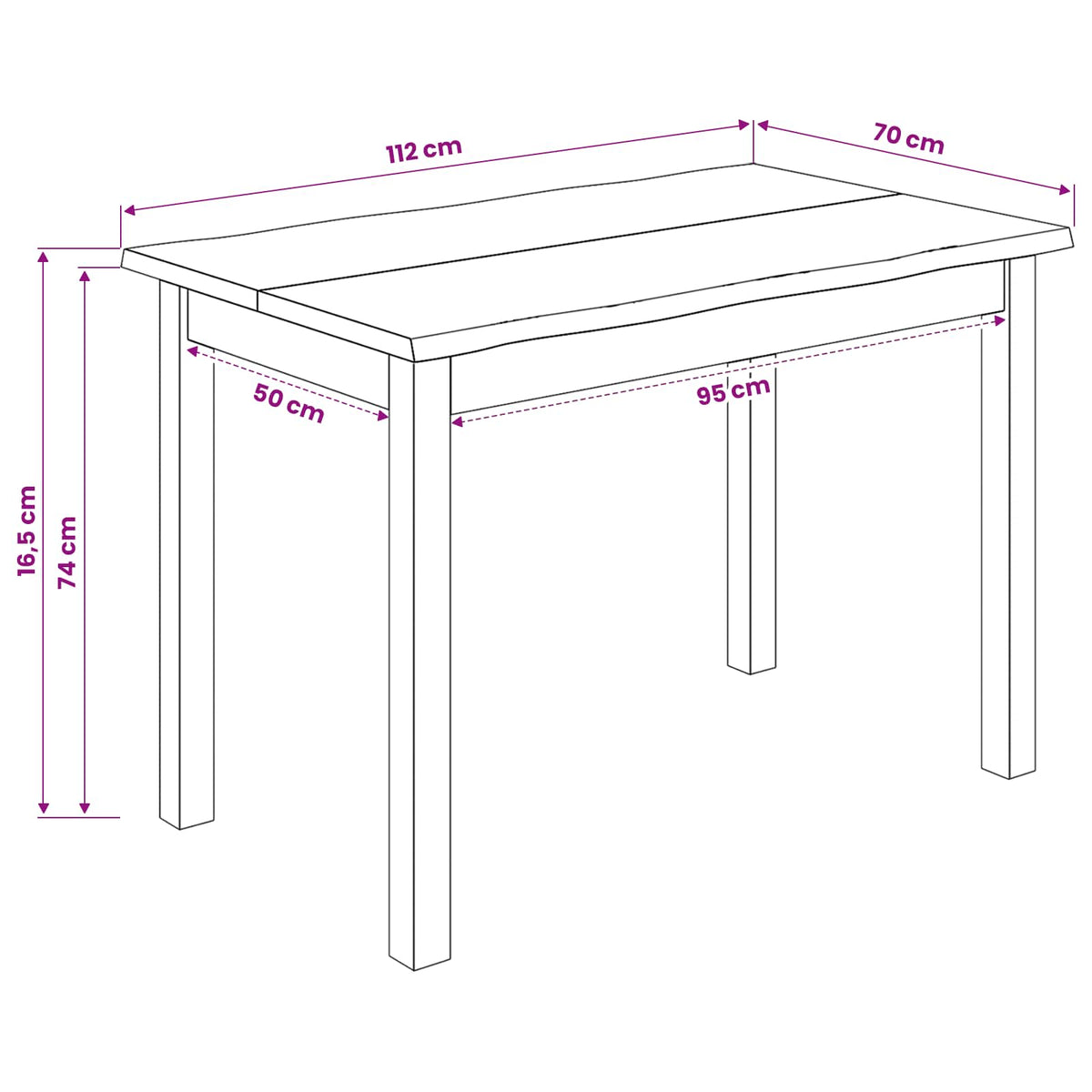 Spisebord Ekai 112 X 70 X 76,5 Cm Massivt Fyrretræ