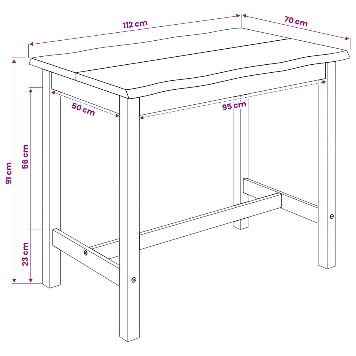 Høj Bar Bord Ekai 112 X 70 X 91 Cm Massivt Fyrretræ