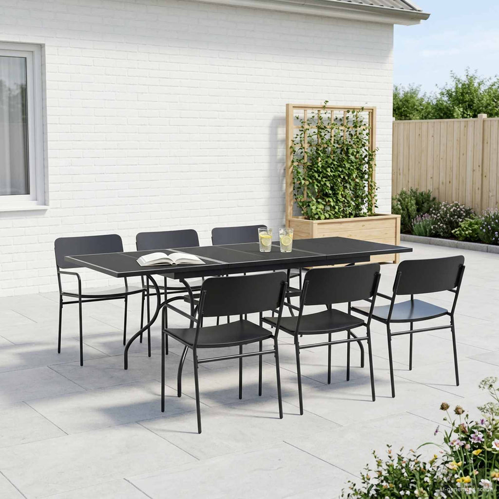 Udvidelig Mesh Spisebord Antracit 212 X 90 X 76 Cm Stål