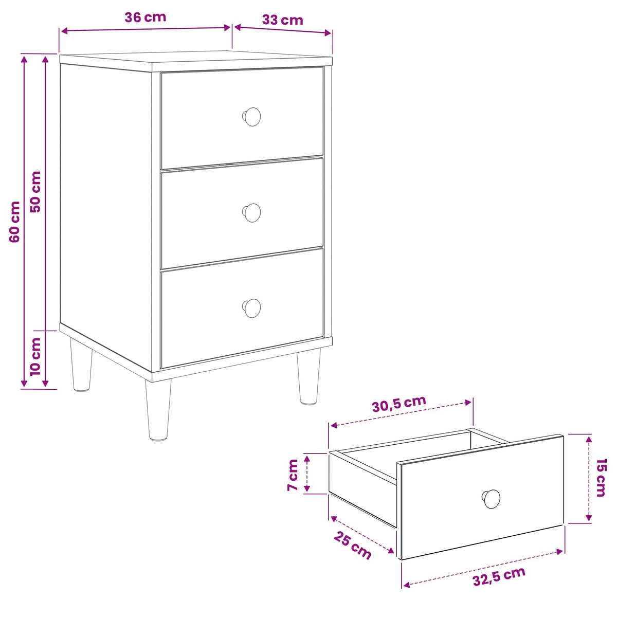 Natskab Mainz Sonoma-Eg 36 X 33 X 60 Cm Konstrueret Træ