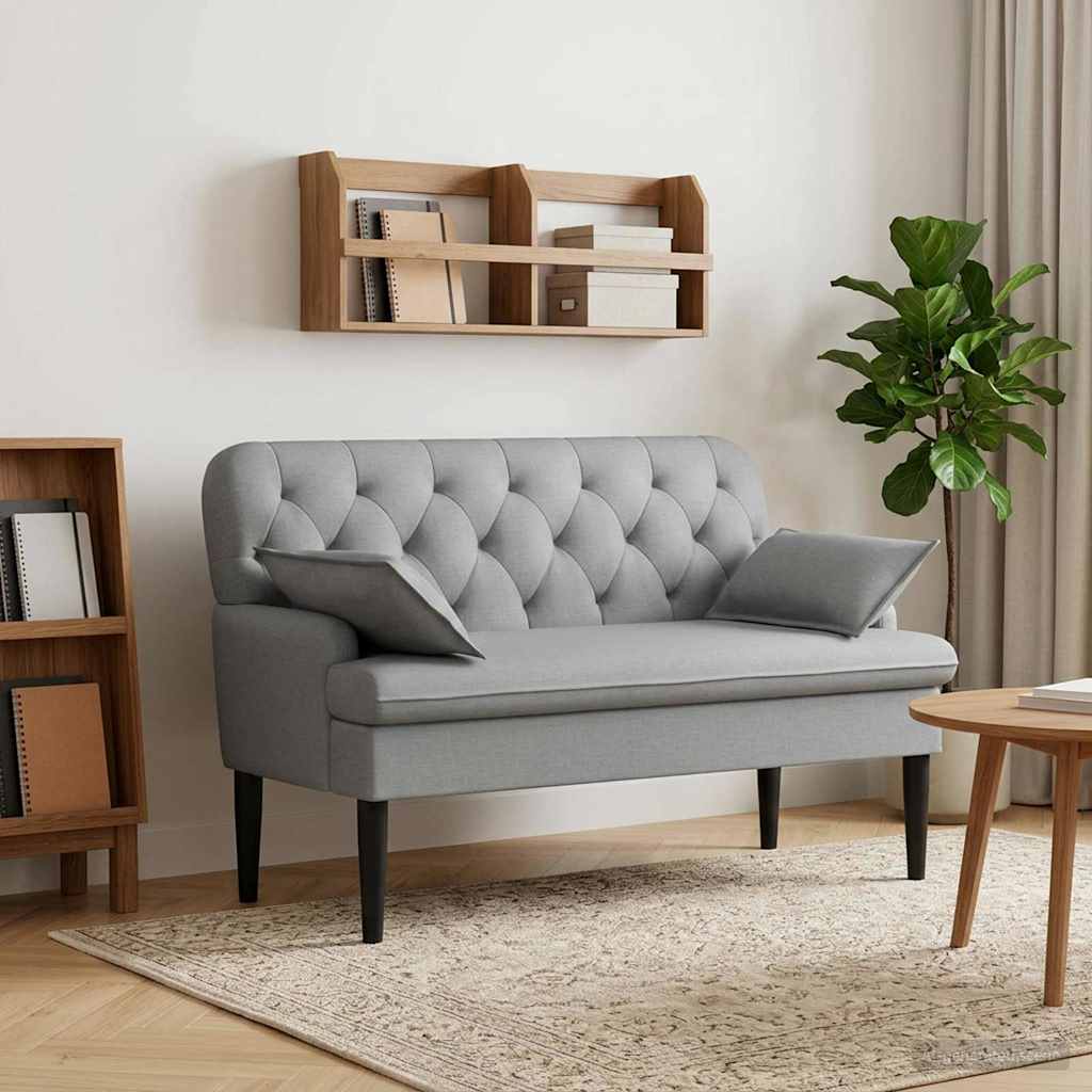 Lænestol Med Knap Tufting Lysegrå 111 X 68 X 80 Cm Stof