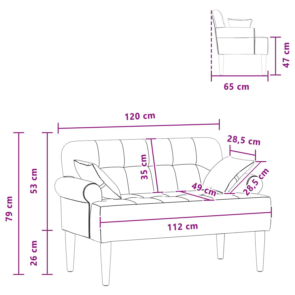 Lænestol Med Knap Tufting Sort 120 X 65 X 79 Cm Stof